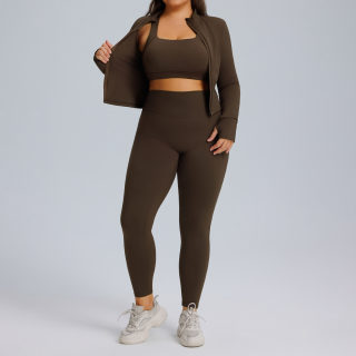 Women's Long-Sleeve Three-Piece Yoga Set 6