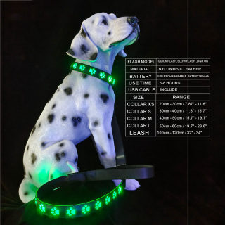 Rechargeable Luminous LED Paw-Print Dog Collar 6