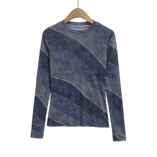 Mesh Base Long Sleeve Shirt | Small Round Neck Slim Fit 2