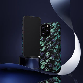 Teal Black Abstract Camo Phone Case 92