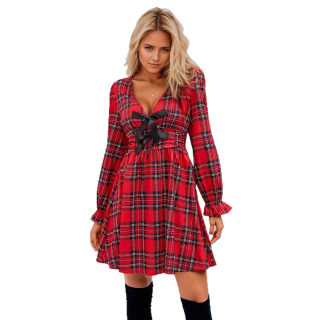 Deep V-Neck Waist-Cinched Dress 5