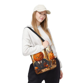 Pumpkin Head Businessmen Tote Bag | Halloween Pumpkin City Illustration 76