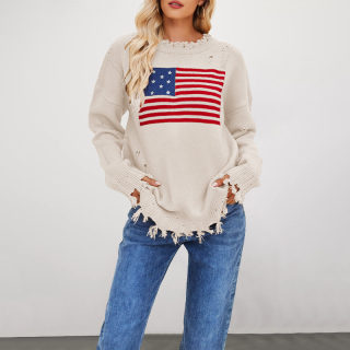 Round Neck Independence Day Holiday Sweater | Women's