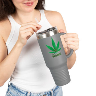 Organic cannabis leaf travel mug, 40oz insulated tumbler 37
