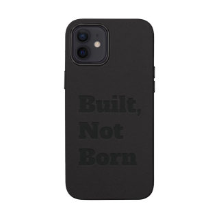 "Built, Not Born" PU Leather Phone Case | Debossed Text, Black
