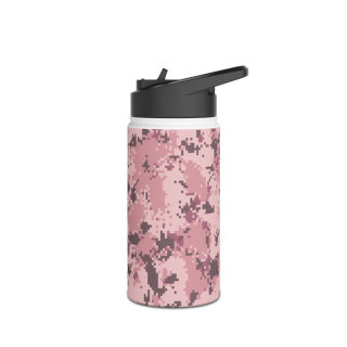 Pink Digital Camo Water Bottle | Stainless Steel Standard Lid 4