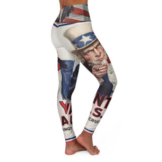 Uncle Sam Pointing, High Waisted Yoga Leggings | Patriotic Vintage Poster Print 4