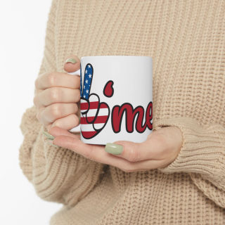 America peace sign Mug | American flag peace hand, patriotic coffee cup