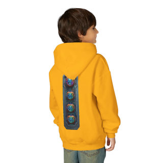 Glowing Cyber Pumpkin Kids Hoodie 69