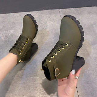 Women's Chunky Heel Buckle Martin Boots | Round Toe 3