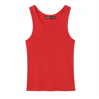 Summer Sleeveless Round Neck Ribbed Top 2