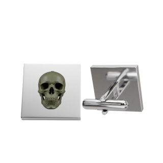 Skull Motif Cufflinks | Gold Square Cufflinks with Skull Design 2