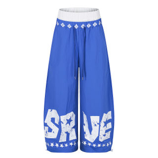Letter Print Wide Leg Sweatpants | Drawstring Cuff Casual Dance