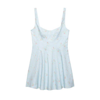 Floral Print Poplin Short Dress | Sleeveless