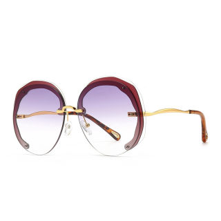 Women's Rimless Round Sunglasses with Ocean Gradient Lens