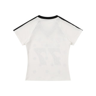 Chic Color-Block Cropped Top | Badge Embroidery Baseball Style 2