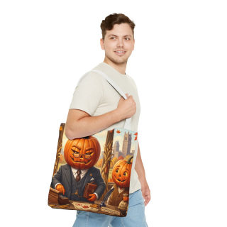 Pumpkin Head Businessmen Tote Bag | Halloween Pumpkin City Illustration 39