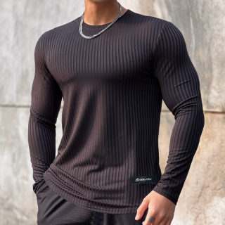 Men's Striped Long Sleeve Sports T-Shirt | Basketball & Running 6