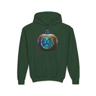 Glowing Cyber Pumpkin Kids Hoodie 7