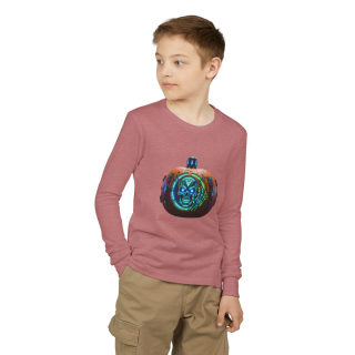 Skull Pumpkin 'No Tricks' Long Sleeve Kids Tee 24