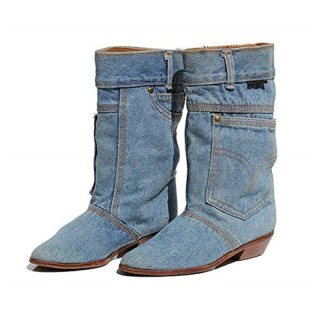 Low Heel Denim Casual Cowboy Boots for Women | Autumn/Winter 2