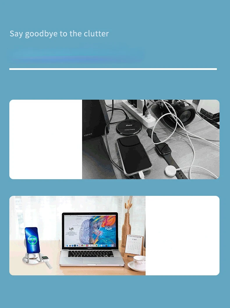 3-in-1 Desk Magnetic Charging Stand | 15W Wireless Charger for iPhone, Watch, AirPods 5