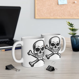 Orange Skull with Crossbones Mug | Pirate Skull Coffee Cup 12