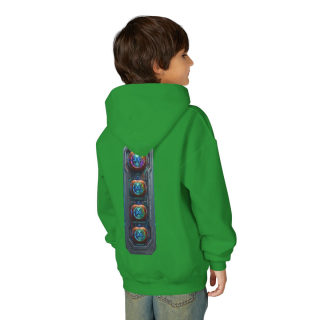 Glowing Cyber Pumpkin Kids Hoodie 72