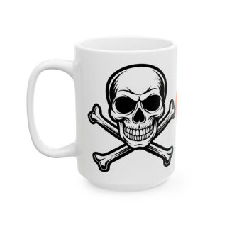 Orange Skull with Crossbones Mug | Pirate Skull Coffee Cup 6