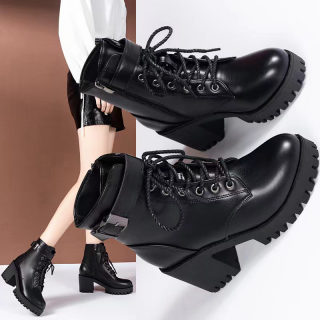 Lace-Up Round Toe Martin Boots for Women | Thick Sole British Style