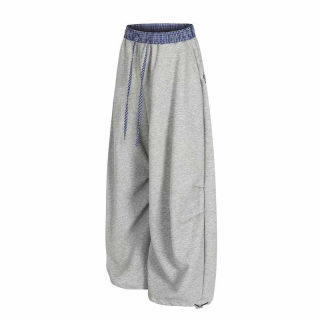 Embroidered Star Plaid Patchwork Wide Leg Pants | Unisex Trendy 4