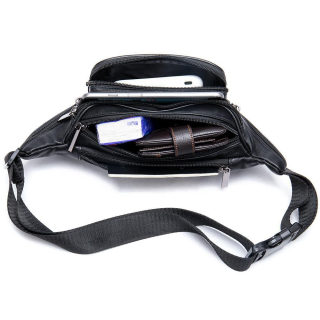 Men's Black Sheepskin Waist Bag
