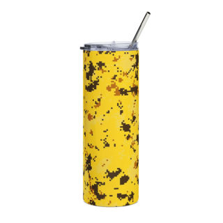 Yellow Camo Stainless Steel Tumbler | 20oz Skinny Travel Cup