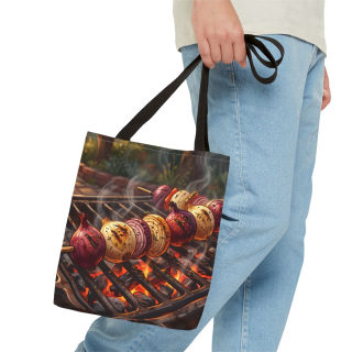 Grilled Vegetable Kabob Tote Bag | BBQ Skewers, Summer Cookout Market Tote 46