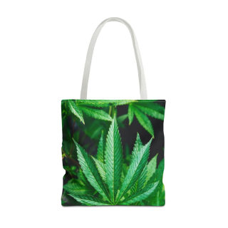 Green Cannabis Leaf Tote Bag | All-Over Print Hemp Plant Design 9
