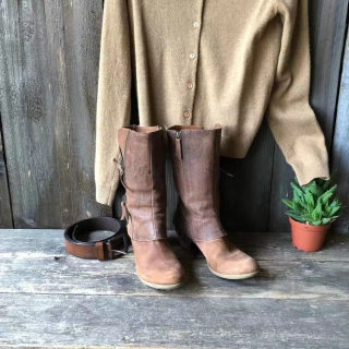 Side Zipper Chunky Heel Mid-Calf Boots | Women's Retro Round Toe 4