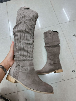 Casual Low Heel High-Top Boots | Burned Flower Suede 5