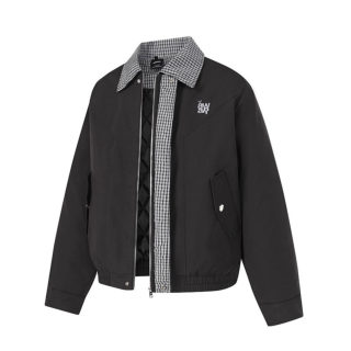Plaid Patchwork Turn-Down Collar Loose Cotton-Filled Jacket