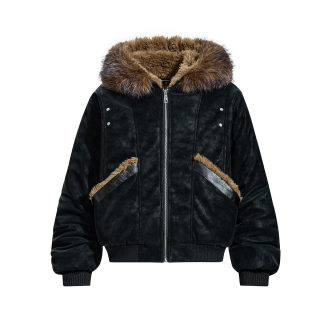 Wool Collar Padded Jacket | Plush Leather Style