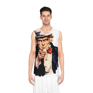 Uncle Sam Pointing Basketball Jersey | Patriotic Americana All-Over Print