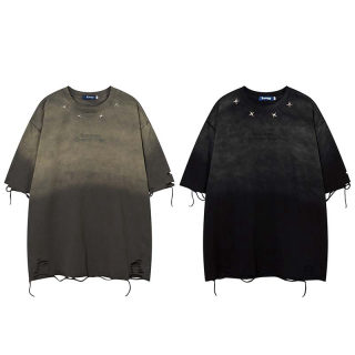 Washed Distressed Embroidered T-Shirt with Holes | American Vintage 5