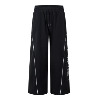Line Print Loose Wide-Leg Pants for Women | Pleated Casual 5