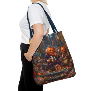 Jack-o'-Lantern Candy Haul Tote Bag | Halloween Pumpkin Scene 60
