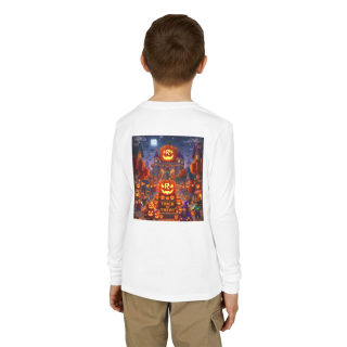 Jack-O'-Lantern Halloween Street Scene Long Sleeve Kids Tee 34
