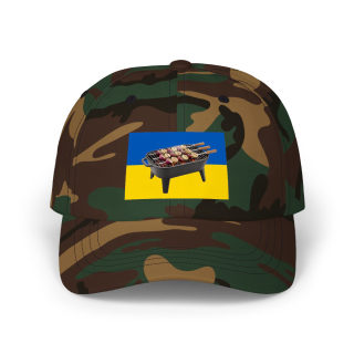 Grill Skewers on Blue Yellow Flag Dad Cap | BBQ Ukraine Baseball Hat 4