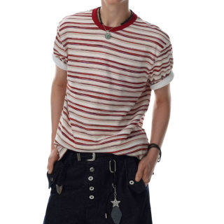 Round Neck Striped Short Sleeve T-Shirt 5