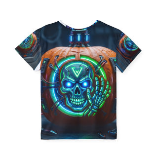 Neon Cyber Skull Pumpkin Kids Jersey 3
