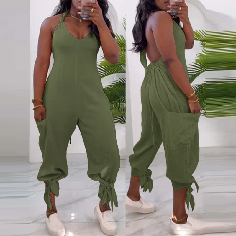 Halter Tie-Detail Jumpsuit with Pockets 4