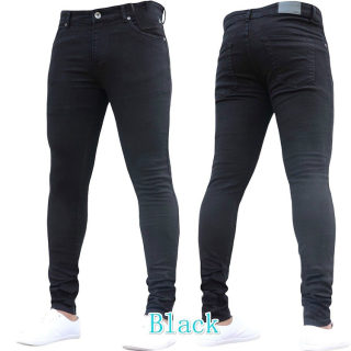 Slim Fit Elastic Denim Men's Trousers | Skinny Ankle-Length Black Jeans 4