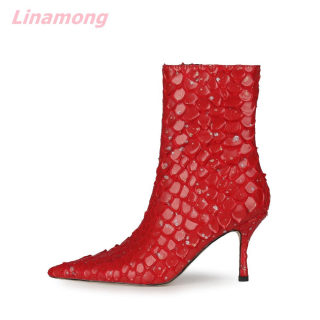 Women's Bling Pointed-Toe Ankle Boots, Thin High Heel 3
